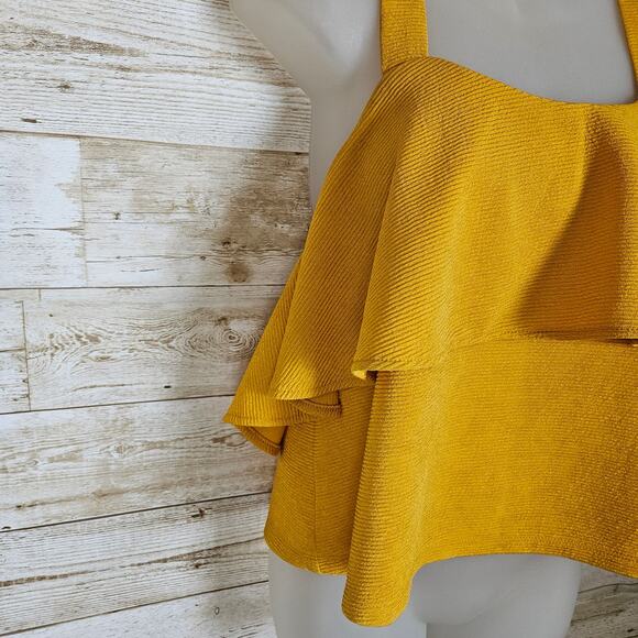 Madewell Texture Thread Tiered Tank Top Size Medium J0279 Mustard Flowy Strappy - Picture 6 of 11